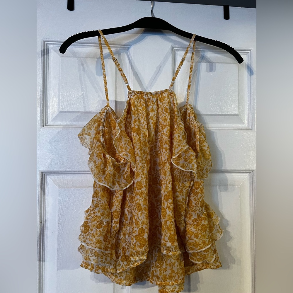 Strappy Ruffled Chiffon Top - Picture 3 of 7